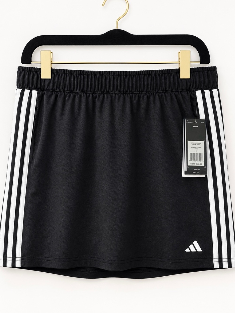 Adidas 3-Stripe Athletic Skort Built-In Shorts Black White Size L NWT - Picture 2 of 5